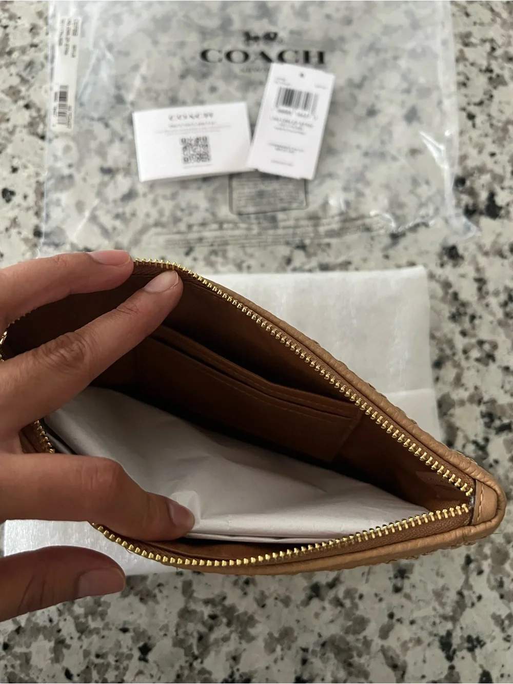 COACH Large Corner Zip Wristlet (Gold/Toast) NWT